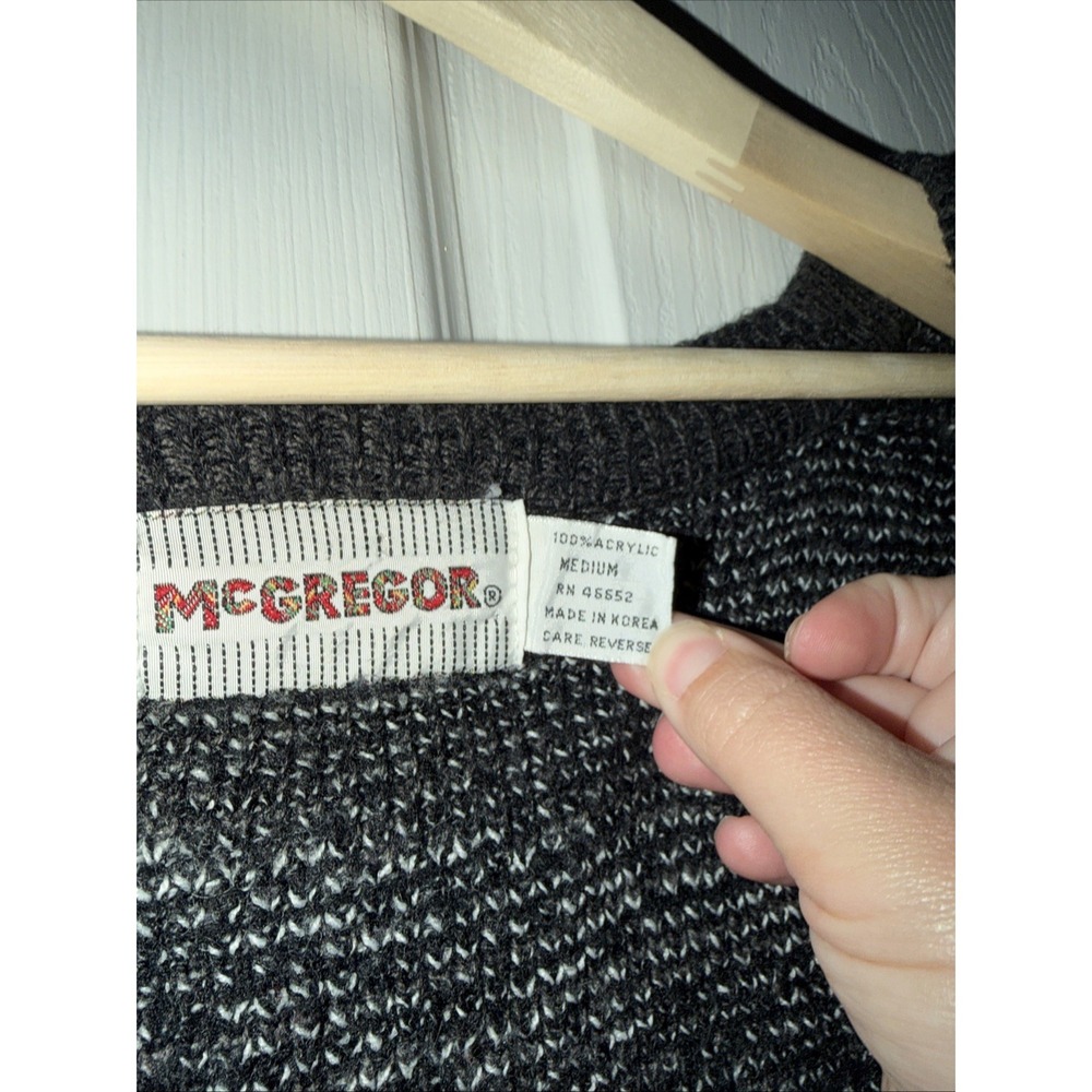 VTG Mcgregor Men's Cardigan Sweater Print Grandpa Sz M Acrylic 80's Chunky Knit - Picture 4 of 8